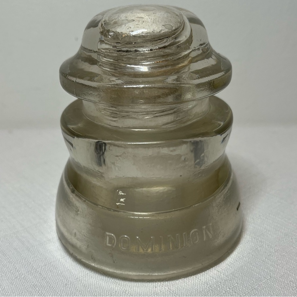 Vintage Glass Insulator. Dominion. Large clear glass